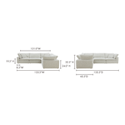 Moe's Home Collection Clay Classic L-Shaped Modular Sectional ~ Coastside Sand Performance Fabric