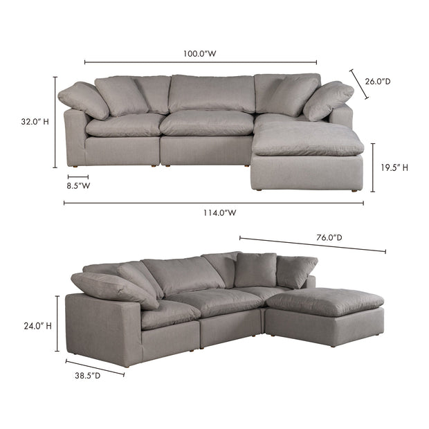 Moe's Home Collection Terra Condo Lounge  Light Grey Modular Sectional