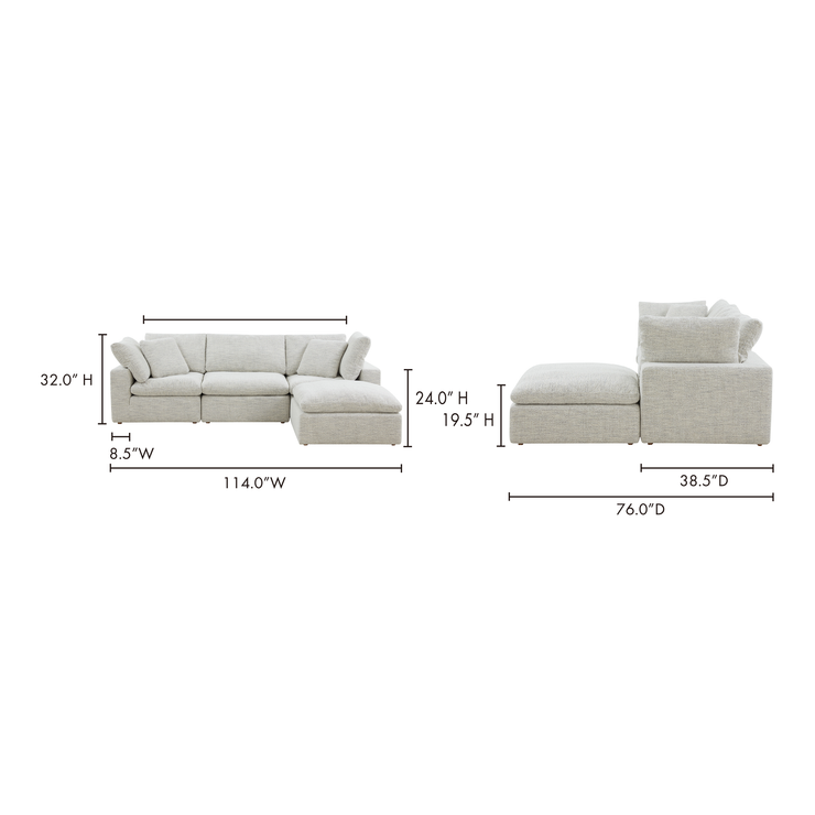 Moe's Home Collection Terra Condo Lounge Coastside Sand Modular Sectional