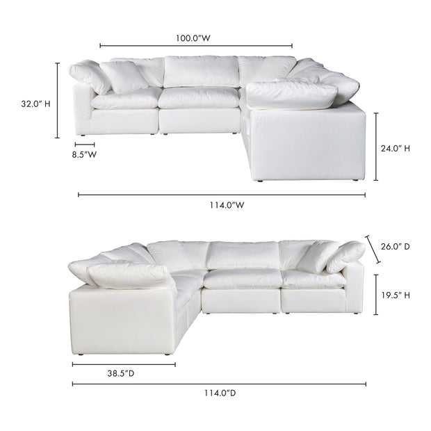 Moe's Home Collection Terra Condo Cream White Classic L-Shaped Modular Sectional