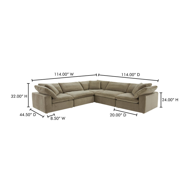 Moe's Home Collection Terra Desert Sage Classic L-Shaped Modular Sectional