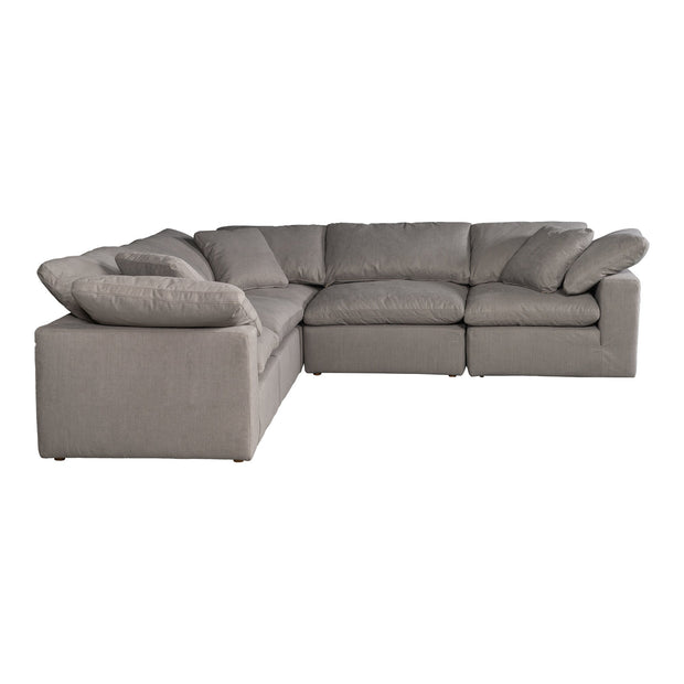 Moe's Home Collection Terra Condo Light Grey Classic L-Shaped Modular Sectional