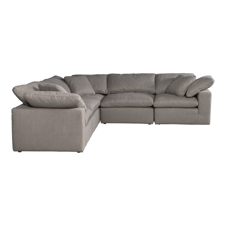 Moe's Home Collection Terra Condo Light Grey Classic L-Shaped Modular Sectional