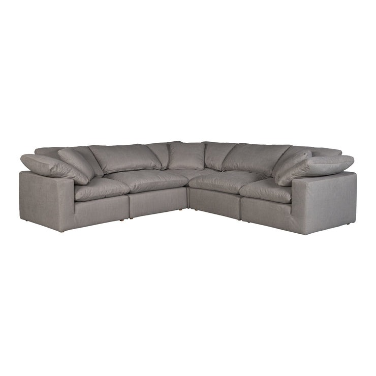 Moe's Home Collection Terra Condo Light Grey Classic L-Shaped Modular Sectional