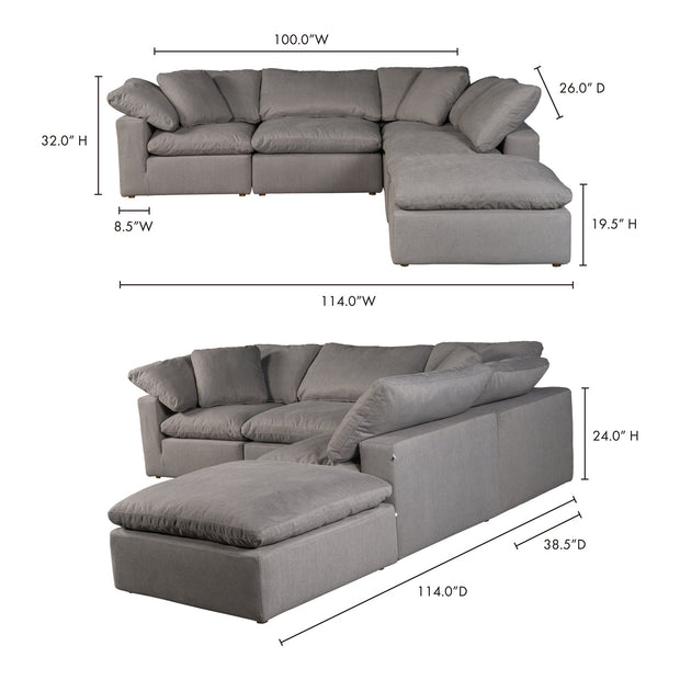 Moe's Home Collection Terra Condo Dream  Light Grey Modular Sectional