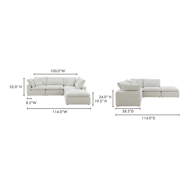 Moe's Home Collection Terra Condo Dream Coastside Sand Modular Sectional