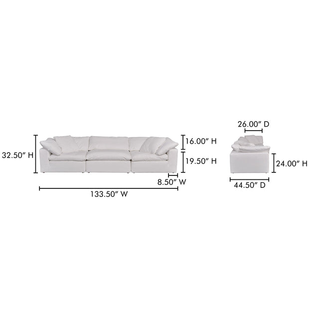 Moe's Home Collection Clay Modular Sofa ~ Cream White LiveSmart Performance Fabric