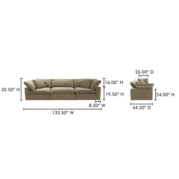 Moe's Home Collection Clay Modular Sofa ~ Desert Sage Green Performance Fabric