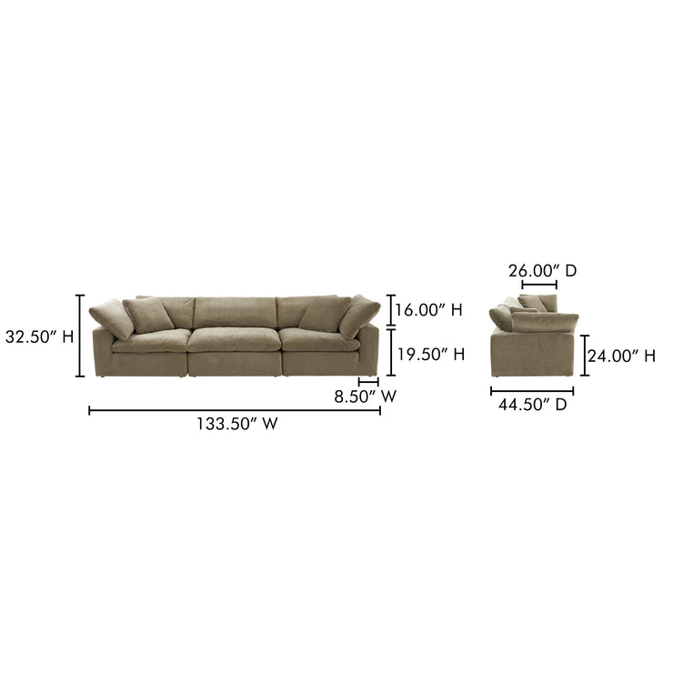Moe's Home Collection Clay Modular Sofa ~ Desert Sage Green Performance Fabric