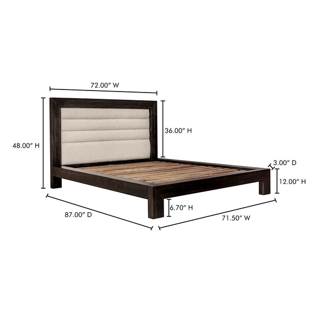 Moe's Home Collection Ashcroft Channeled Upholstered Queen Size Bed