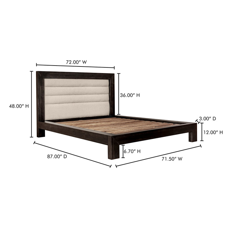 Moe's Home Collection Ashcroft Channeled Upholstered Queen Size Bed