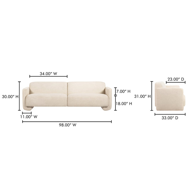 Moe's Home Collection Fallon Flecked Ivory Sofa