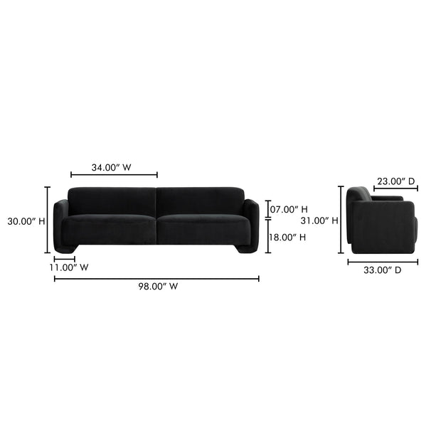 Moe's Home Collection Fallon Shadow Grey Sofa