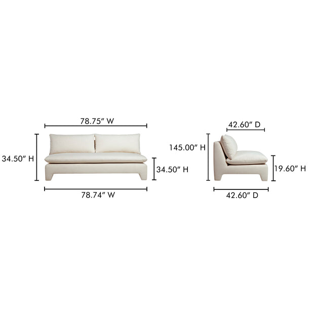 Moe's Home Collection Estelle Cream Sofa