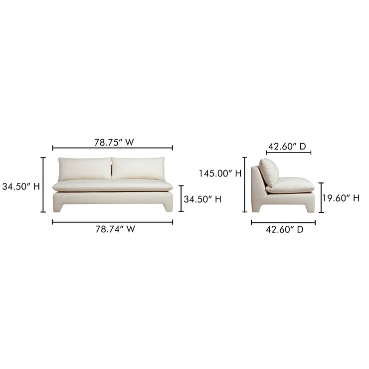 Moe's Home Collection Estelle Cream Sofa