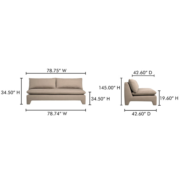 Moe's Home Collection Estelle Flax Sofa