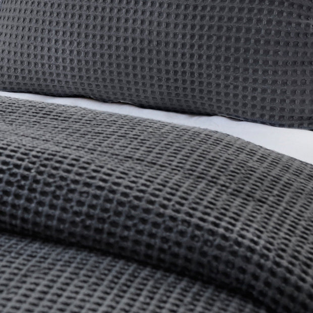 Pom Pom at Home Zuma Charcoal Waffle Weave Blanket and Pillow Shams ~ Available in Twin, Queen and King Sizes
