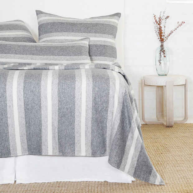 Pom Pom at Home Alpine Grey and Ivory Striped Blanket