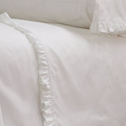 Pom Pom at Home Audrey White Ruffle Cotton Percale Sheet Set ~ Available in Twin, Queen and King Sizes