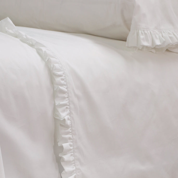Pom Pom at Home Audrey White Ruffle Cotton Percale Sheet Set ~ Available in Twin, Queen and King Sizes