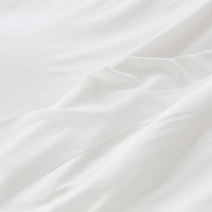 Pom Pom at Home White Cotton Sateen Sheet Set ~ Available in Twin, Queen and King Sizes