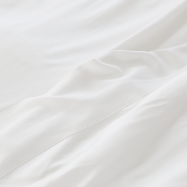 Pom Pom at Home Bamboo Sateen White Sheet Set ~ Available in Twin, Queen and King Sizes