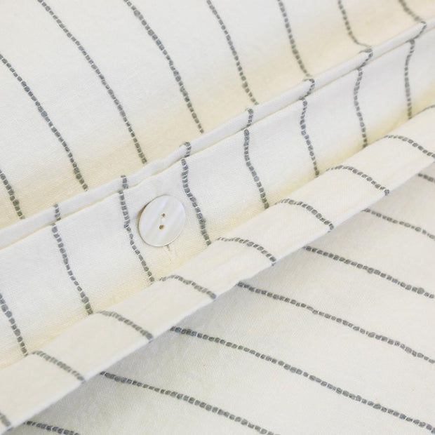 Pom Pom at Home Blake Cream & Grey Striped Linen Duvet Cover and Shams ~ Available in Queen and King Sizes