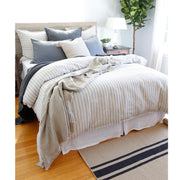 Pom Pom at Home Blake Flax & Midnight Linen Striped Duvet Cover and Shams ~ Available in Queen and King Sizes