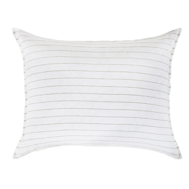 Pom Pom at Home Blake White  & Natural Striped Linen Duvet Cover and Shams ~ Available In Queen and King Sizes