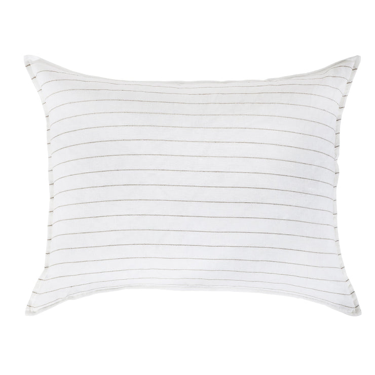 Pom Pom at Home Blake White  & Natural Striped Linen Duvet Cover and Shams ~ Available In Queen and King Sizes