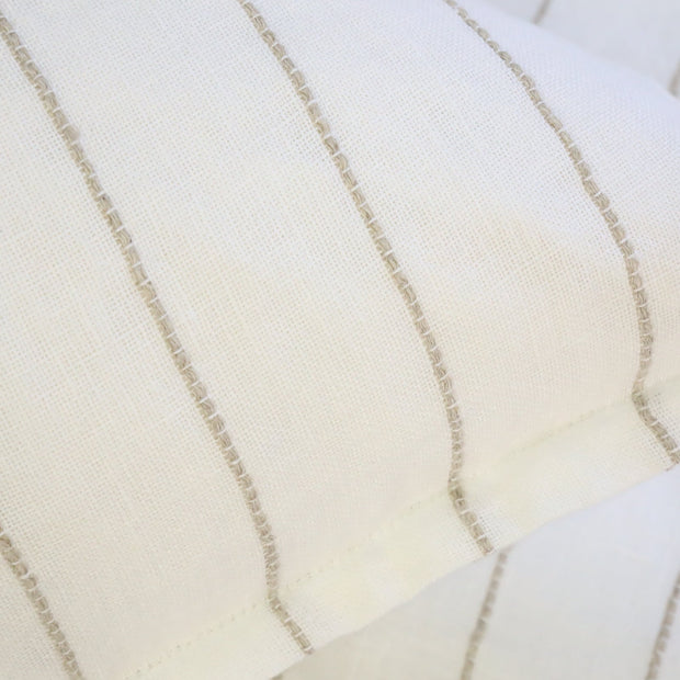 Pom Pom at Home Blake White  & Natural Striped Linen Duvet Cover and Shams ~ Available In Queen and King Sizes
