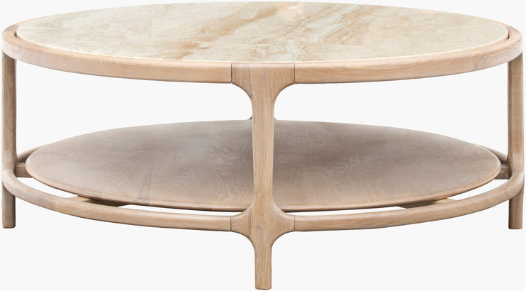 Surya x Becki Owens Collection Eve Coffee Table with Marble Inset Top