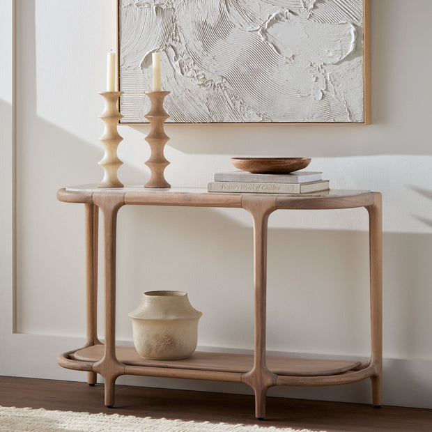 Surya x Becki Owens Collection Eve Marble Topped Console Table