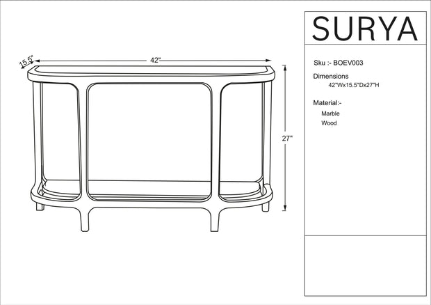 Surya x Becki Owens Collection Eve Marble Topped Console Table