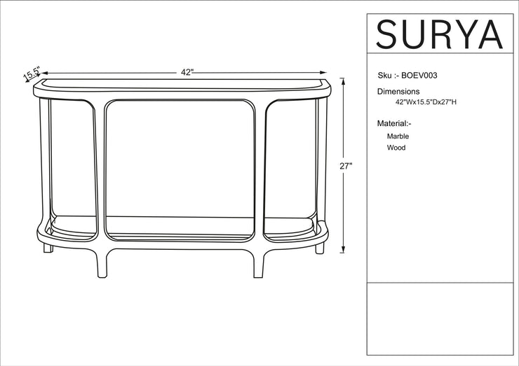 Surya x Becki Owens Collection Eve Marble Topped Console Table