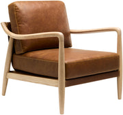 Becki Owens x SURYA Gaviota Accent Chair in Brown Leather