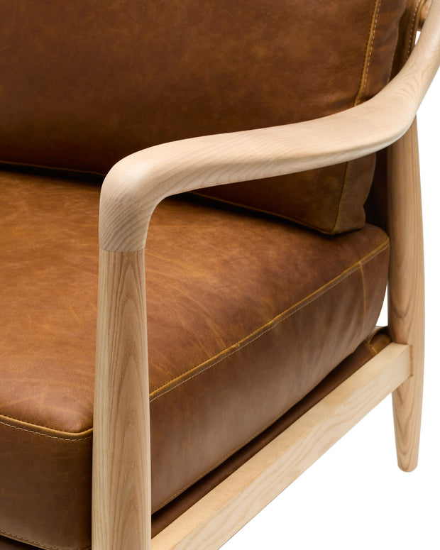 Becki Owens x SURYA Gaviota Accent Chair in Brown Leather