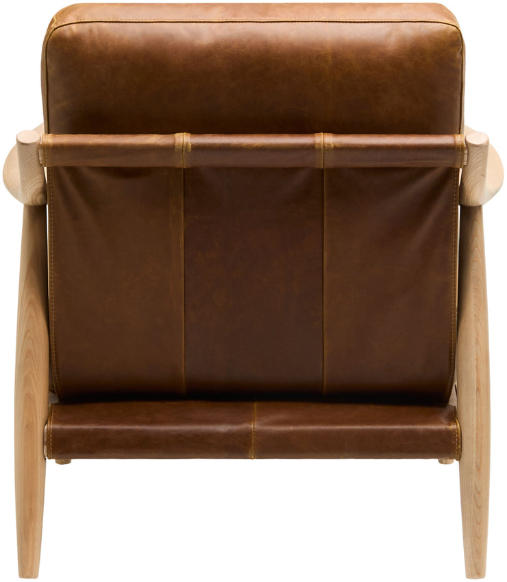 Becki Owens x SURYA Gaviota Accent Chair in Brown Leather