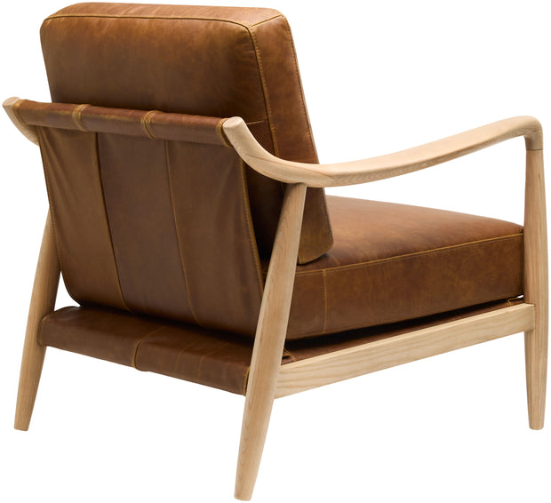 Becki Owens x SURYA Gaviota Accent Chair in Brown Leather