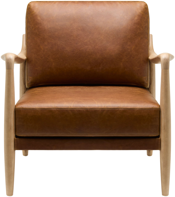 Becki Owens x SURYA Gaviota Accent Chair in Brown Leather