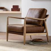Becki Owens x SURYA Gaviota Accent Chair in Brown Leather