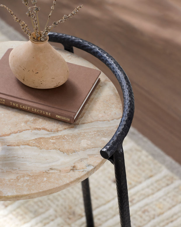 Becki Owens x SURYA Ojai Iron and Marble End Table