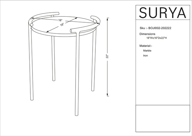 Becki Owens x SURYA Ojai Iron and Marble End Table