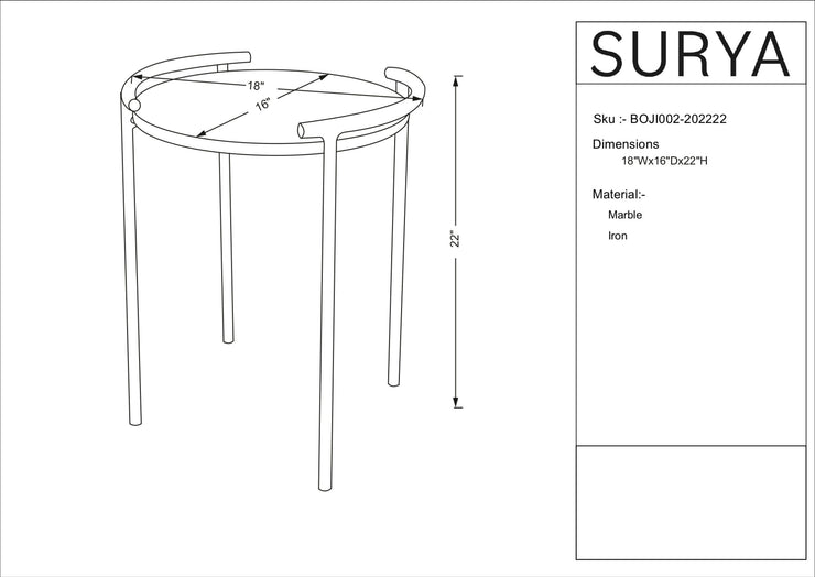 Becki Owens x SURYA Ojai Iron and Marble End Table