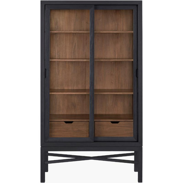 Surya x Becki Owens Collection Modern Tall Marin Bookcase in Black Stained Oak