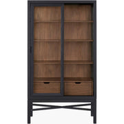Surya x Becki Owens Collection Modern Tall Marin Bookcase in Black Stained Oak