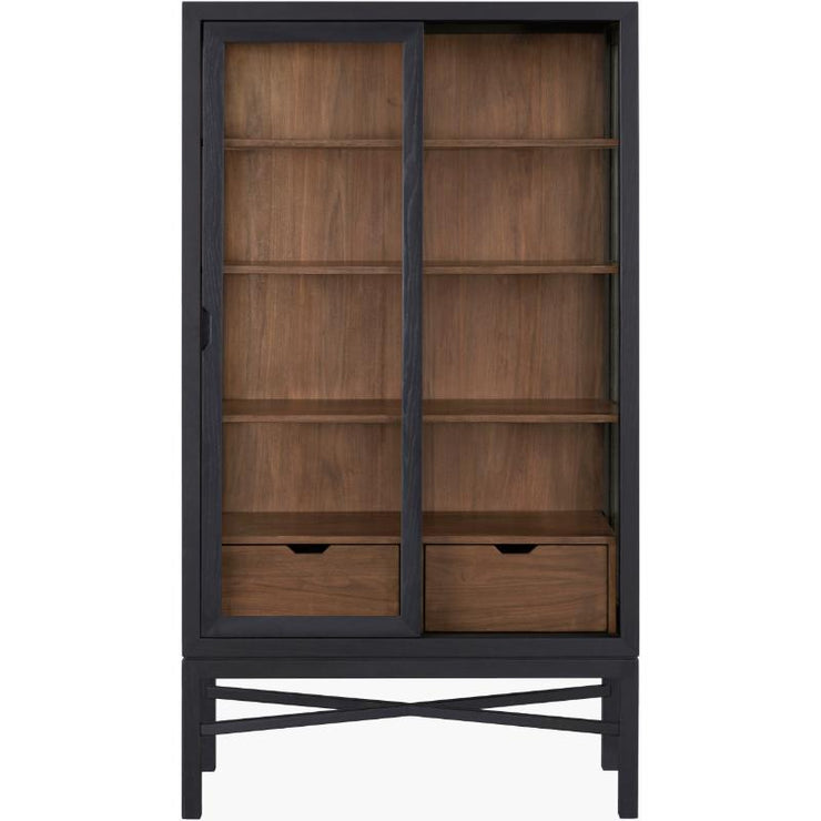 Surya x Becki Owens Collection Modern Tall Marin Bookcase in Black Stained Oak