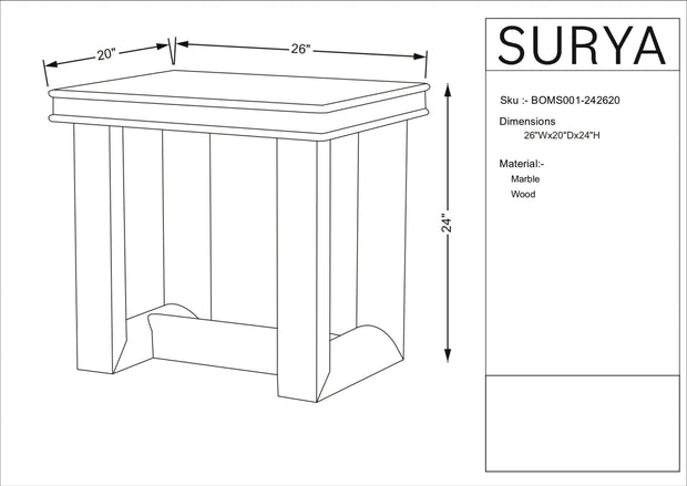 Surya x Becki Owens Collection Mayson Marble and Wood End Table