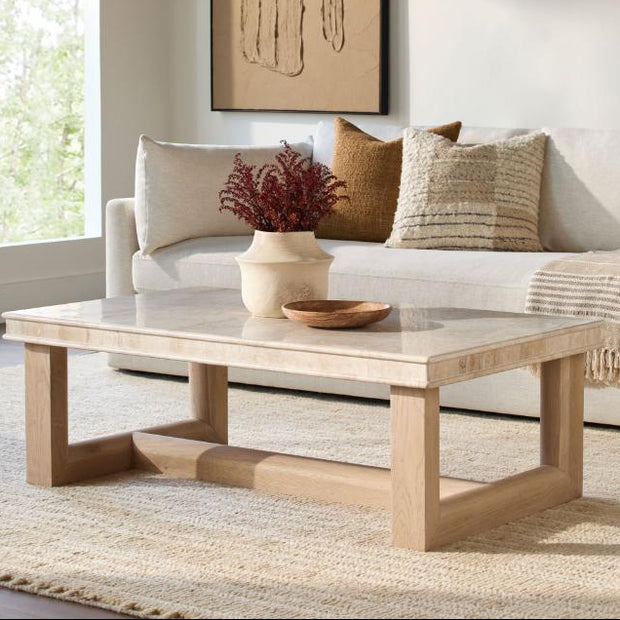 Surya x Becki Owens Collection Mayson Marble and Wood Coffee Table
