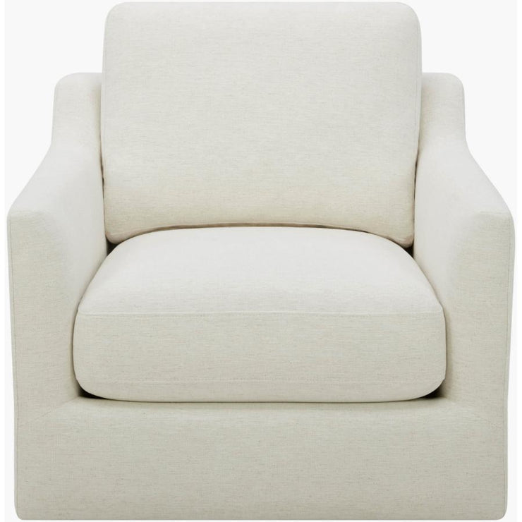 Becki Owens x SURYA Pismo Swivel Glider Chair in Off-White Linen